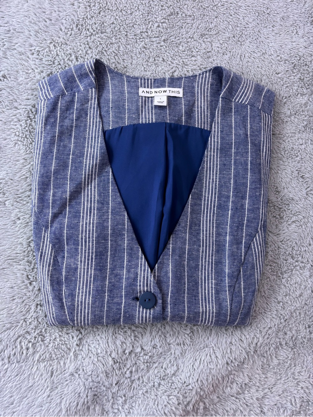 And Now This Navy Stripe Button-Front Women's Shirt